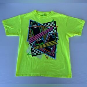 Vintage 80s GWP Sport Neon Skateboard Graphic T-Shirt Youth Large 10/12 Retro
